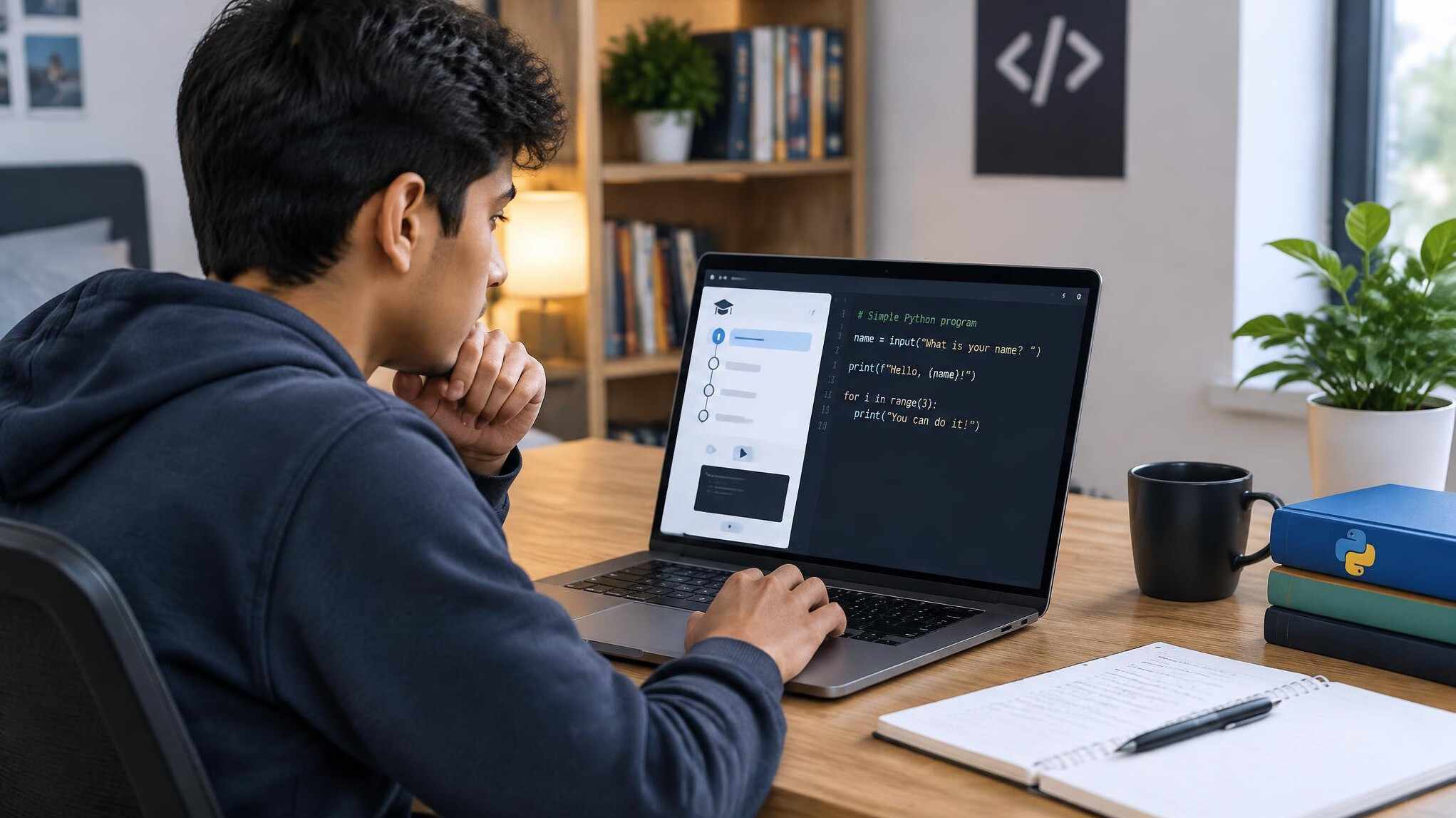 person learning to code on laptop
