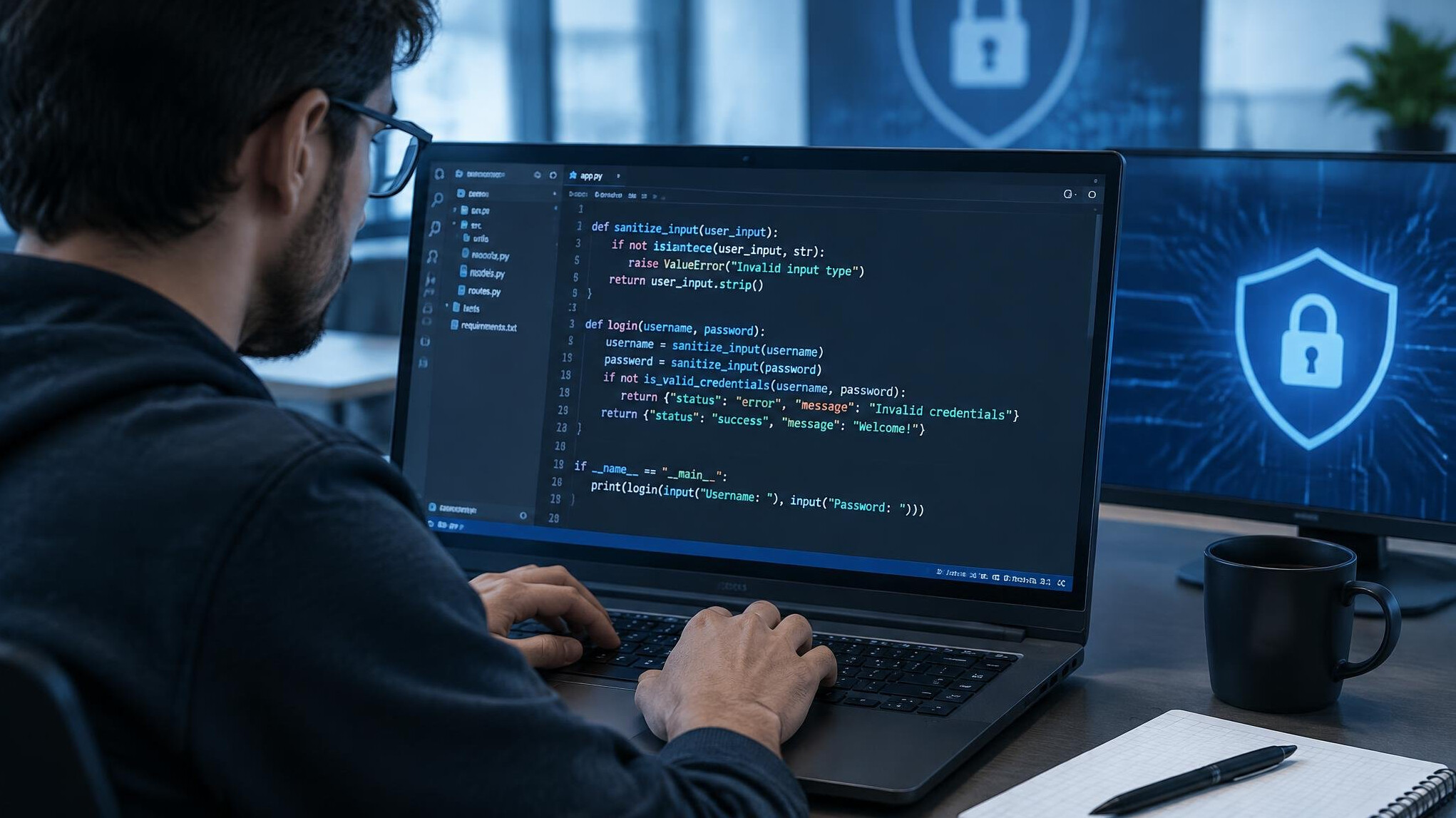 programmer writing code