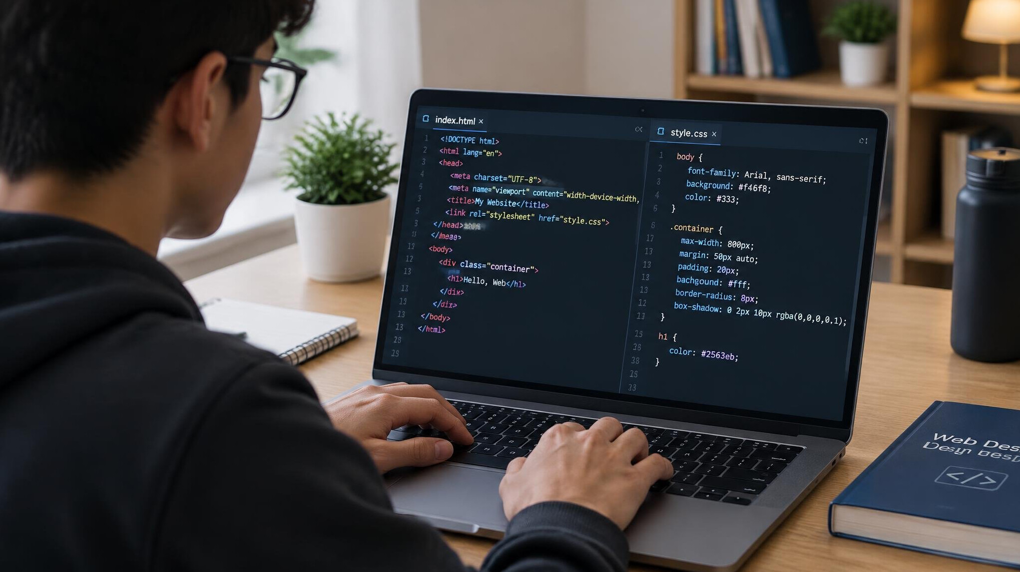 html css code on screen